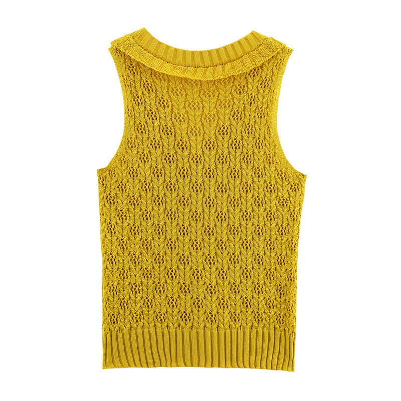 Sweet Style Yellow Knitted Cardigan Sleeveless Vest Waistcoat - Image 3