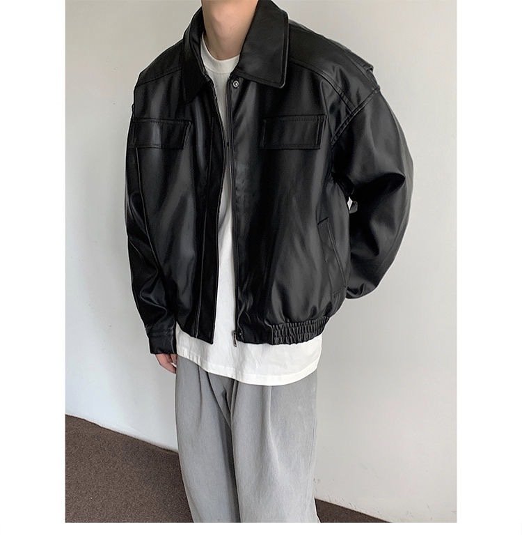 Vintage Motorcycle Leather Coat Men's Autumn - Image 2