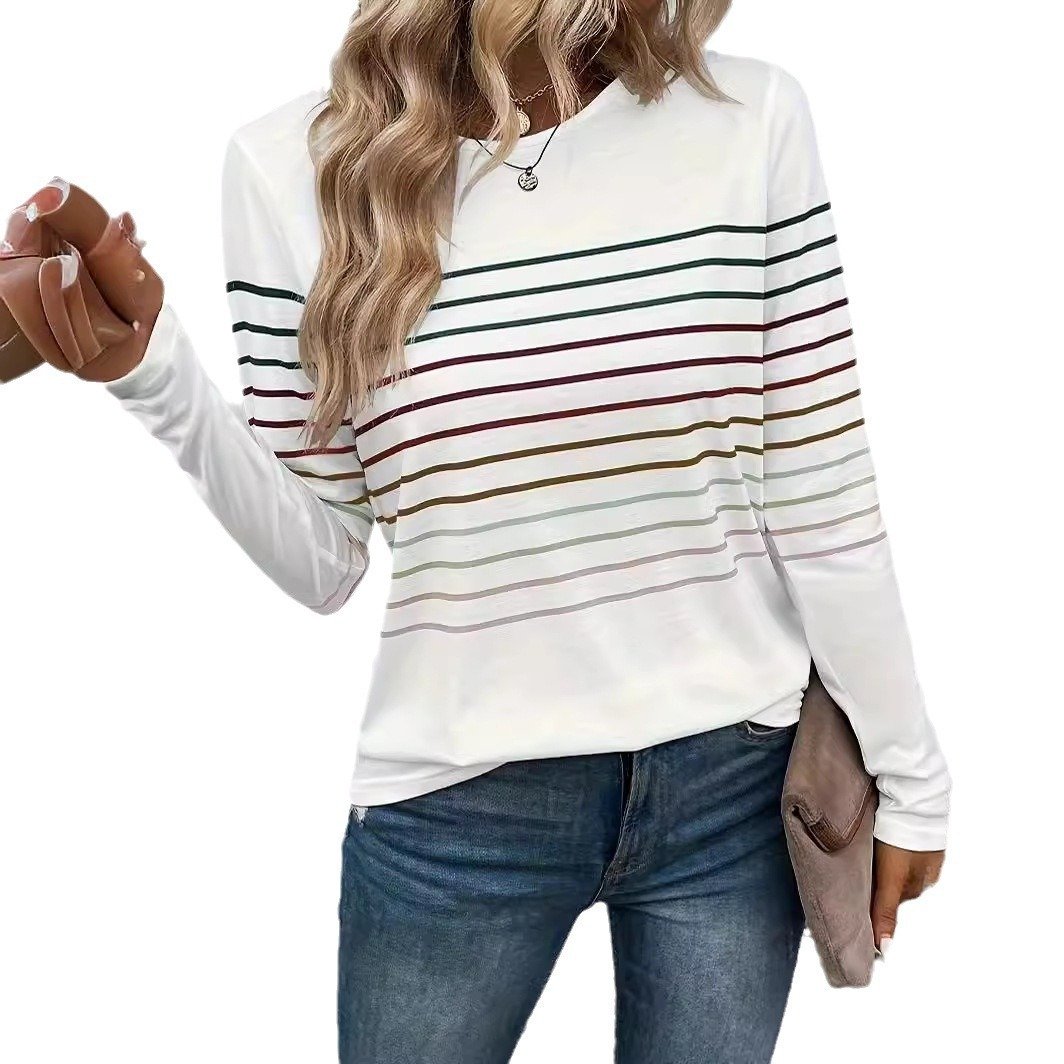Casual Thin Striped Drop-shoulder Short Sleeve T-shirt - Image 5