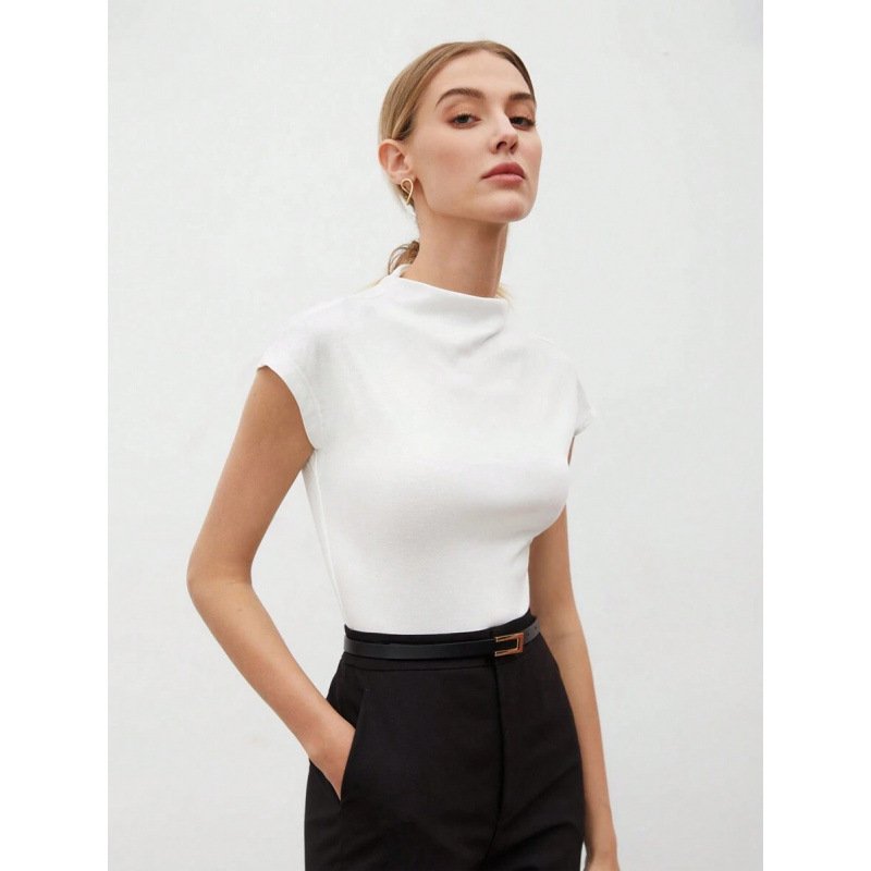 Women's Slim Fit Fashionable All-match Pure Color Tight Half Sleeve - Image 5