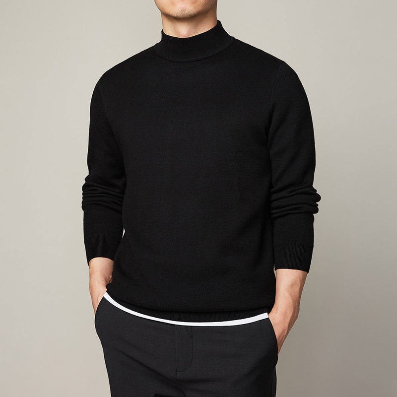 Autumn And Winter Mock Neck Sweater Men's Undershirt - Image 6