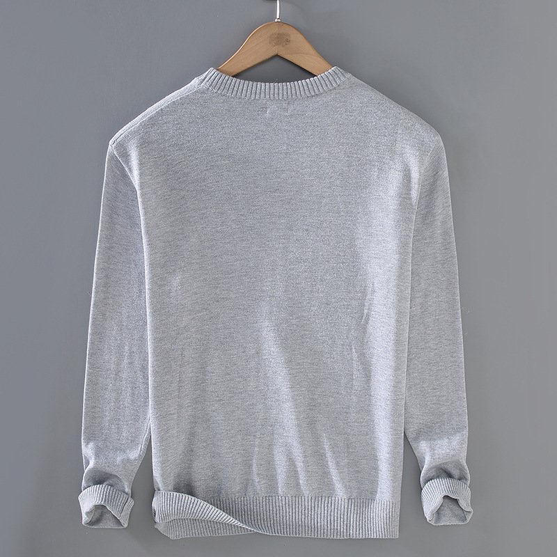 Men's Top Pullover Inner Stretch Rib Round-neck Sweater - Image 3