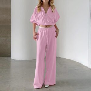 Long Sleeve Hoodie Coat Straight Sweatpants Two-piece Set