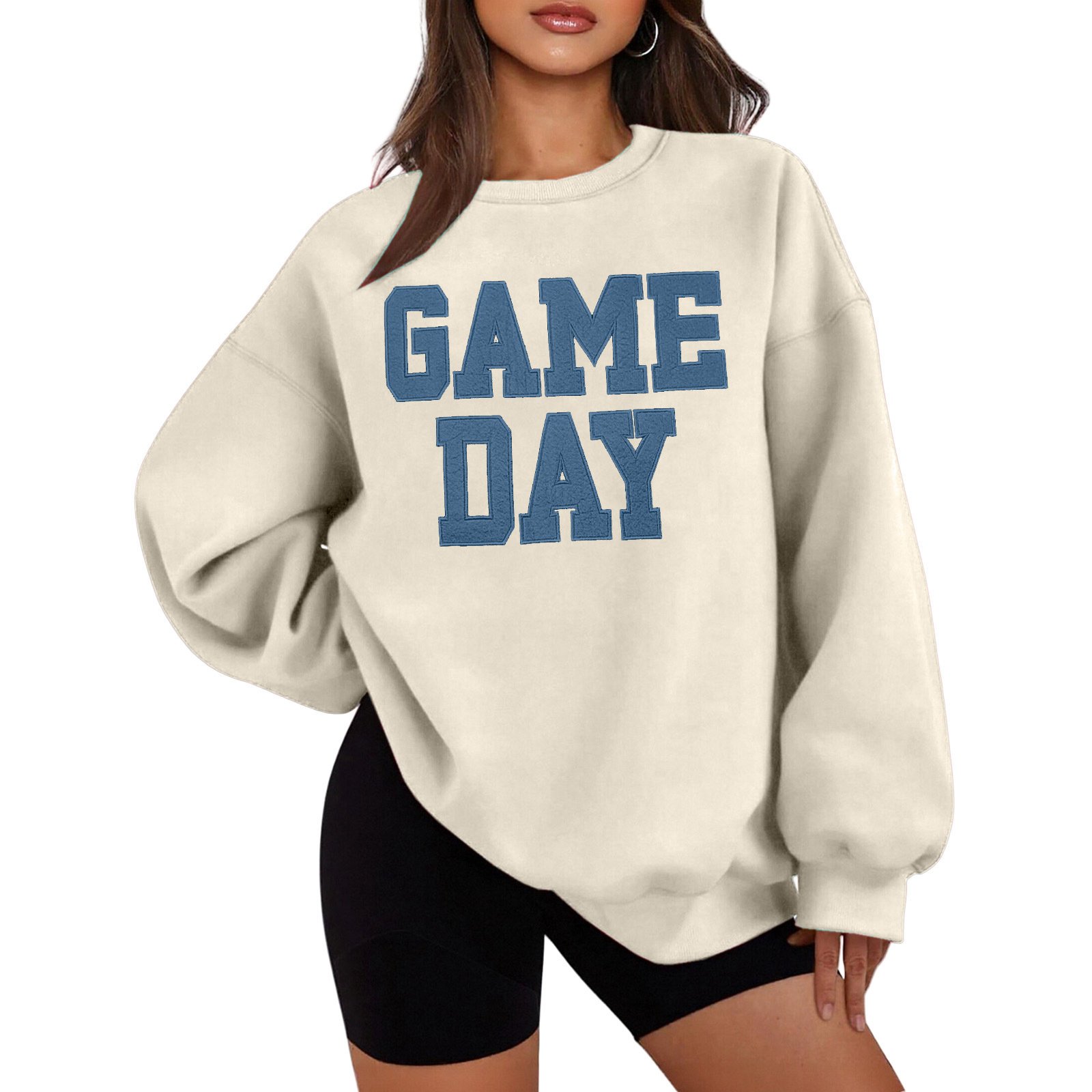 Casual Loose Letters Printed Crew Neck Sweatshirt - Image 3