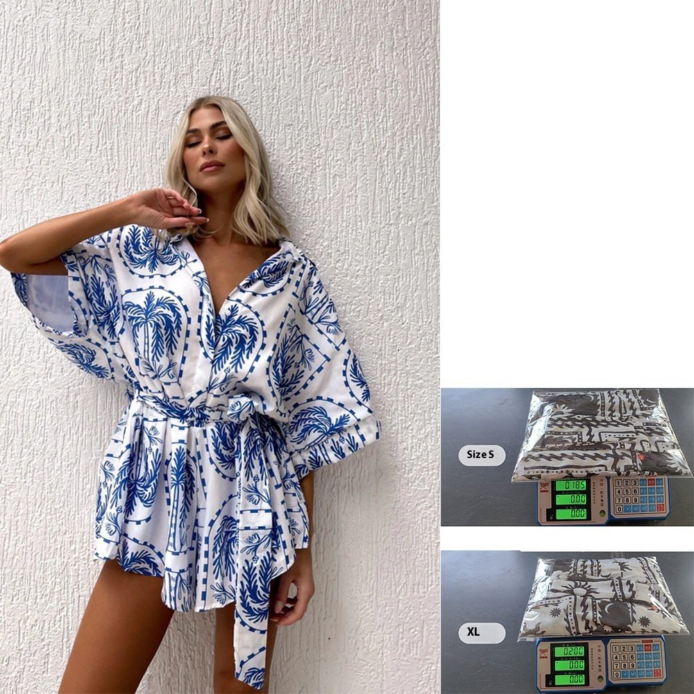 Women's Waist-controlled Lace-up Geometric Printed Sexy Jumpsuit - Image 3