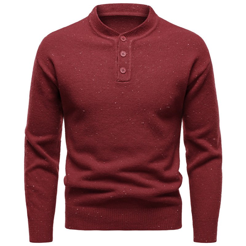 Men's Henry Stand Collar Snowflake Dot Design Fashion Sweater - Image 4