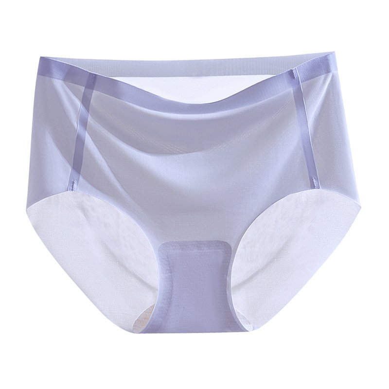 Ice Silk Underwear Women's Traceless Mid Waist Silk Antibacterial Girl Student Pure Cotton - Image 10