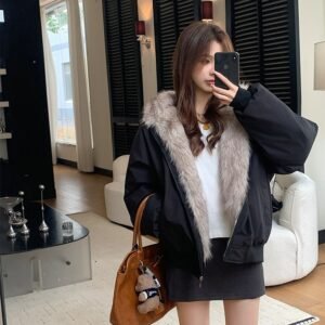Short Stitching Casual Fashion Trends Loose Cotton Coat