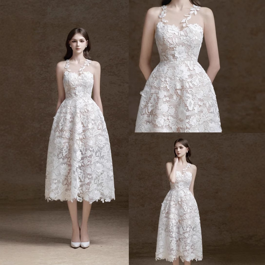 New Three-dimensional White Lace Dress Women - Image 2