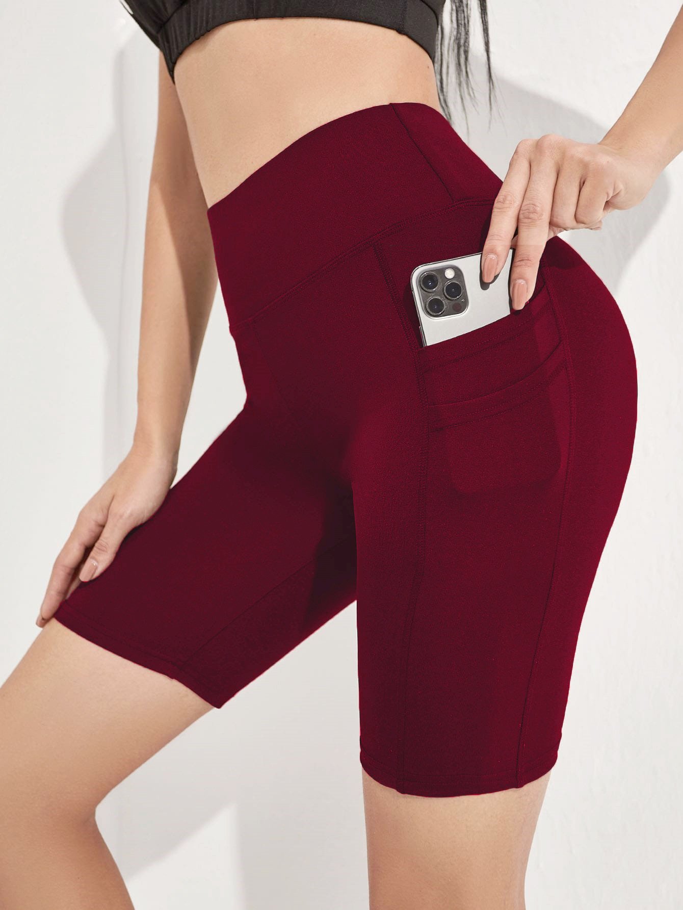 Women's Plus Size Yoga Sports Side Phone Pocket Leggings - Image 7