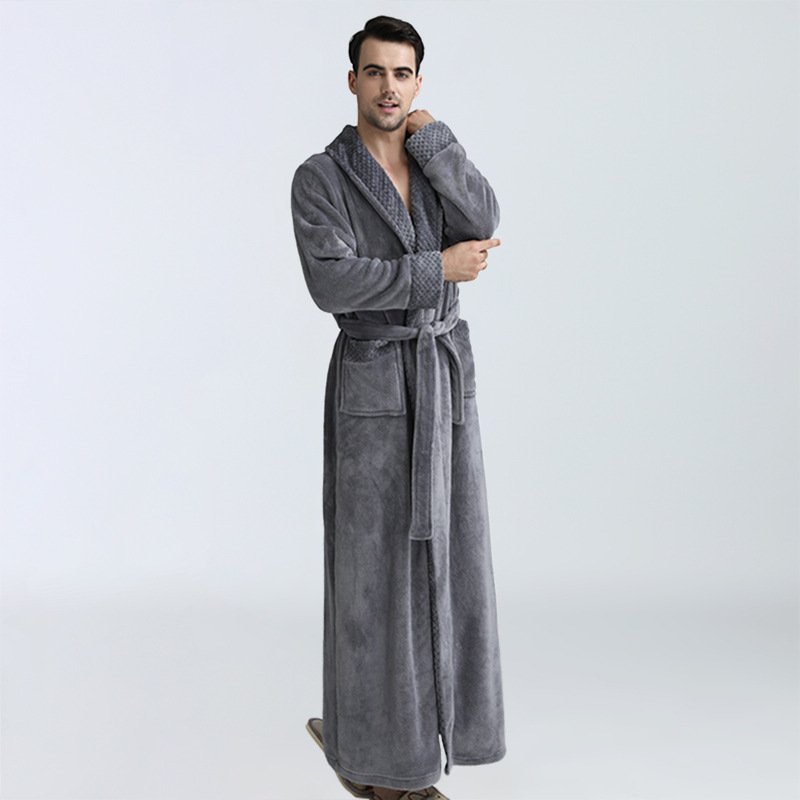 Men's Winter Coral Fleece Nightgown Homewear Thickened Pajamas - Image 2