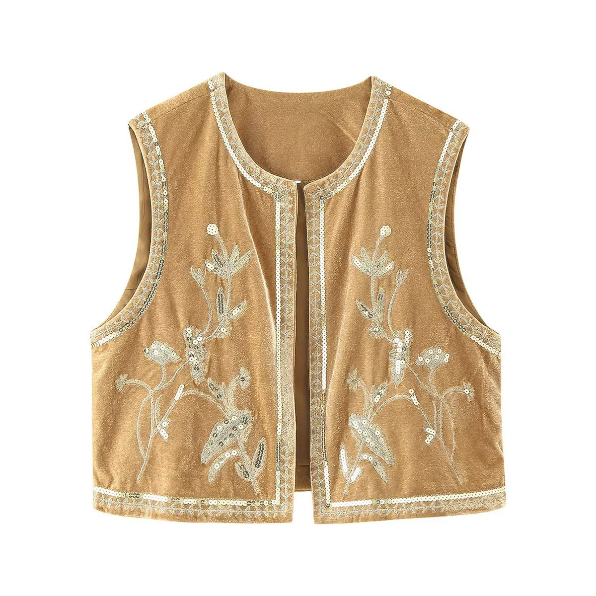Velvet Beads Decoration Embroidered Women's Coat - Image 4