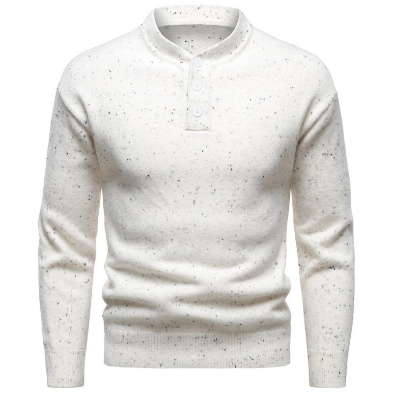 Men's Henry Stand Collar Snowflake Dot Design Fashion Sweater - Image 2