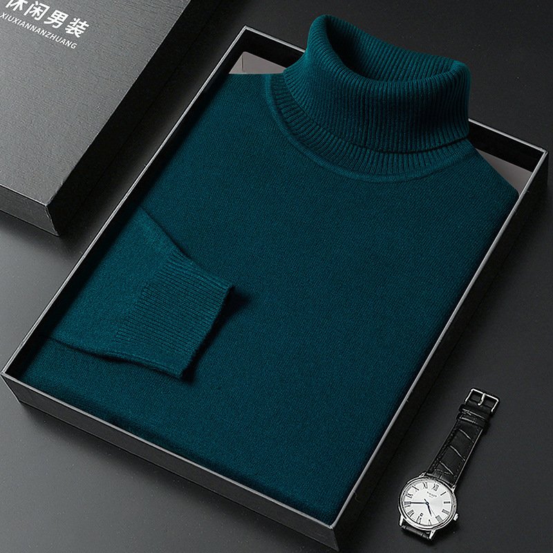 Men's Sweater Turtleneck Winter Solid Color Bottoming Sweater - Image 4