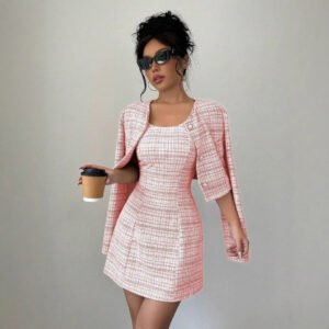 Autumn And Winter New European And American Single-breasted Short Coat French Retro Debutante Style Dress