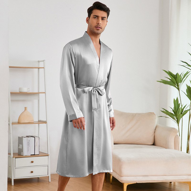Men's Robes Shorts Suit Solid Color Homewear - Image 4