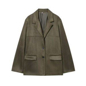 Women's Solid Color Suede Effect Suit Jacket Shorts