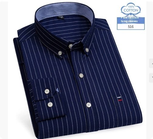 Middle-aged Men's Long Sleeve Pure Cotton Plaid Shirt - Image 6