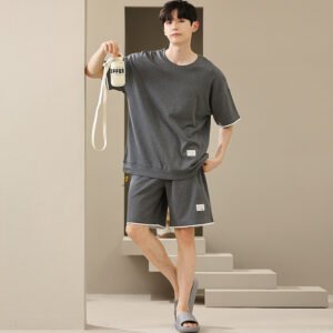Men's Soft Short Sleeve 2 Casual Plus Size Pajamas Suit