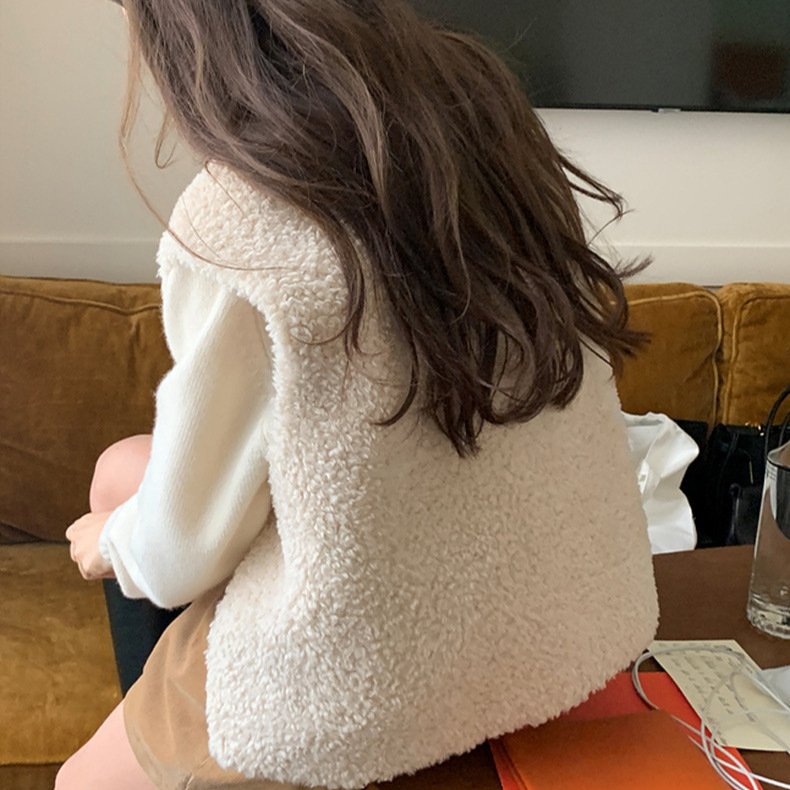 Retro Anti-aging Sleeveless Waistcoat Vest Lamb Wool Waistcoat Vest - Image 2