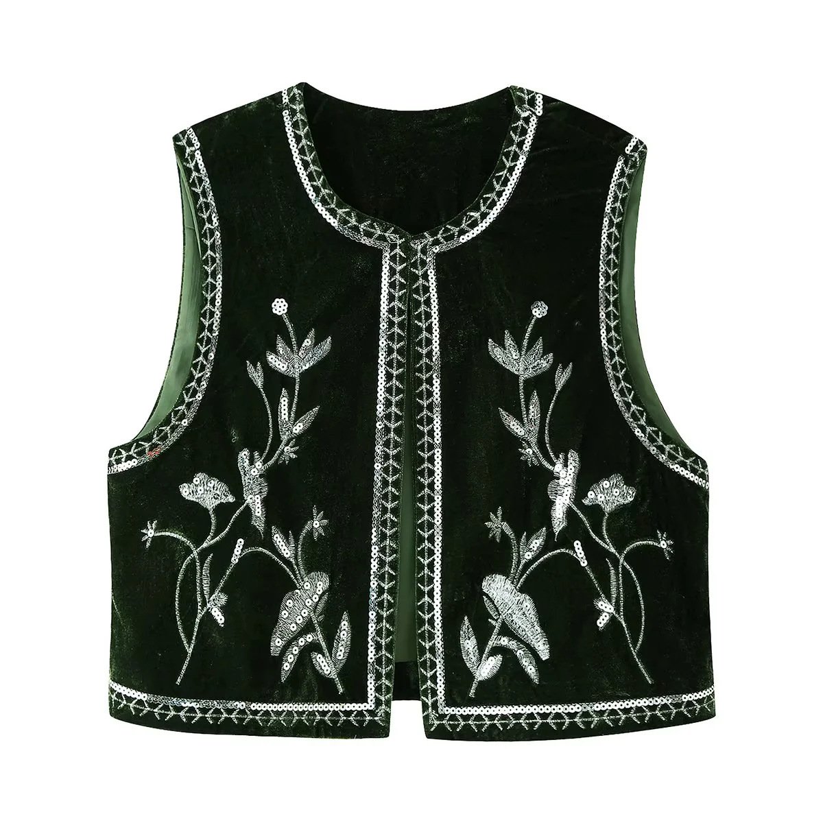 Velvet Beads Decoration Embroidered Women's Coat - Image 5