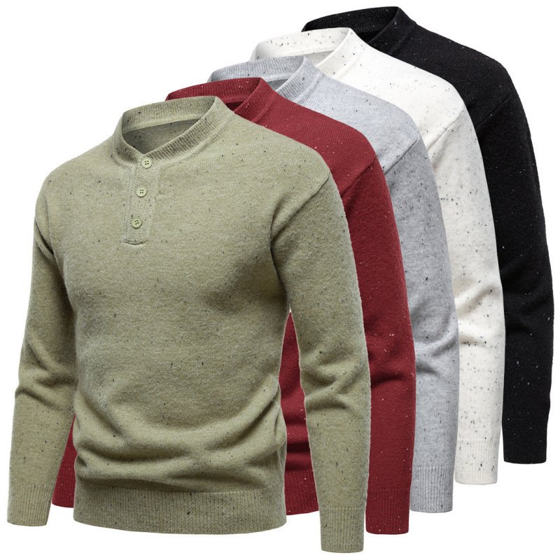Men's Henry Stand Collar Snowflake Dot Design Fashion Sweater - Image 6