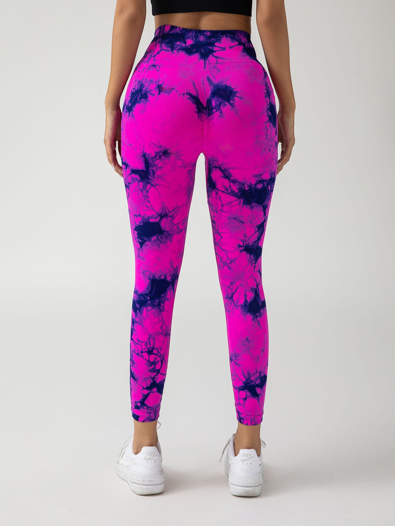 New Style Women's High-Waisted Yoga Leggings With Hollow-Out & Tie-Dye Design - Image 7