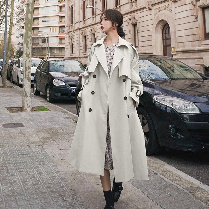 Real Shot Wine Red British Style Trench Coat Coat - Image 8