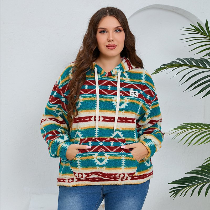 Loose Casual Long Sleeves Plush Large Pocket Top - Image 6