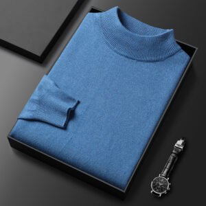 Men's Sweater Slim Fit Pure Color Half Collar Knitted Bottoming Shirt