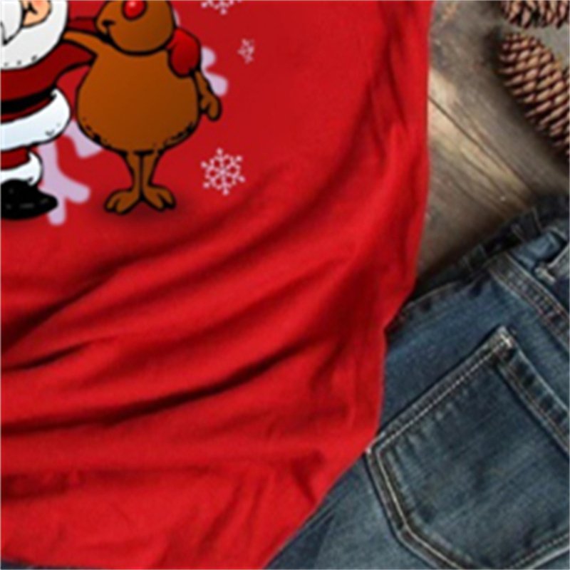 Cartoon Fashion Letter Plus Size Crew Neck Top For Women - Image 5