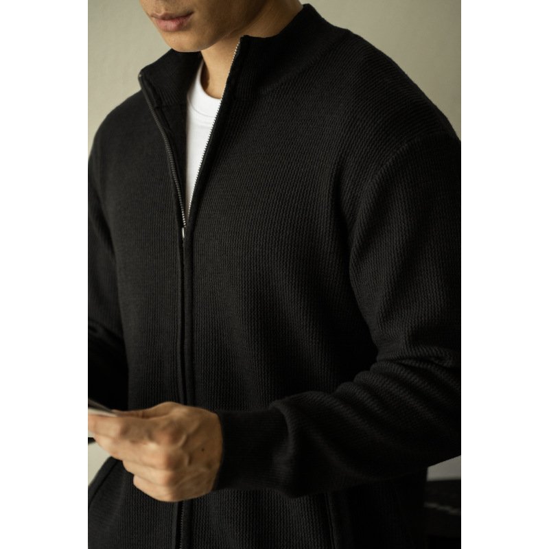 Men's Breathable Zipper Casual Stand Collar Sweater - Image 5