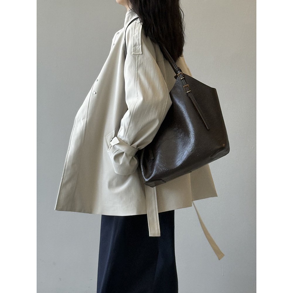 Stand Collar Trench Coat For Women Loose Casual Jacket - Image 5