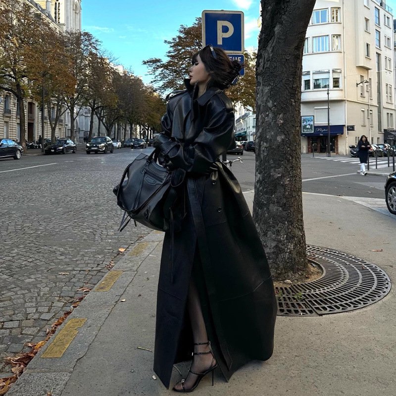 Autumn And Winter New Loose Cool Long Trench Coat - Image 3