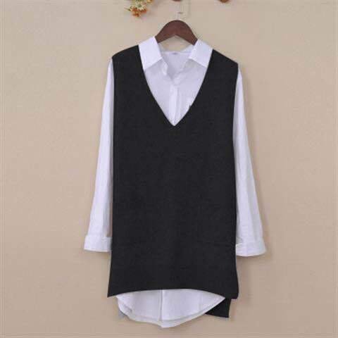 Spring And Autumn Knitted Pullover Vest Loose V-neck