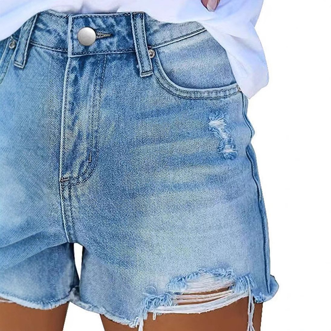 Women's Wash Hole Slim Fit All-matching Denim Shorts - Image 3