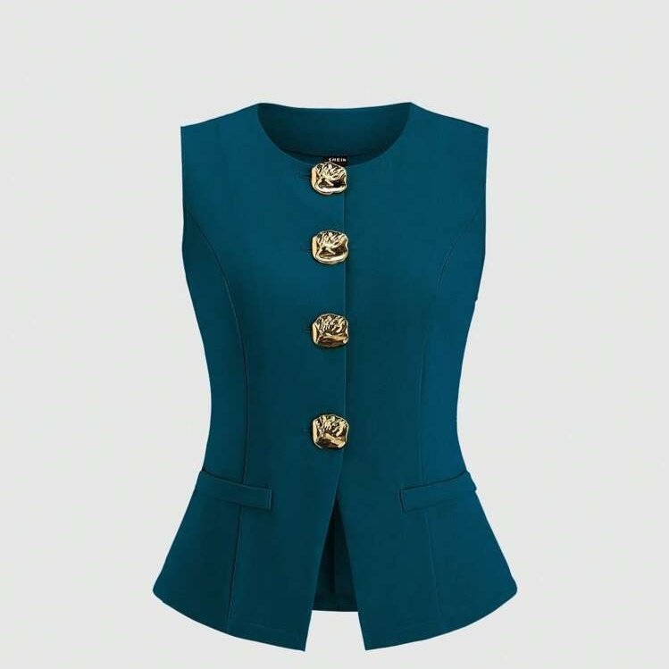 Sleeveless Round Neck Vest Fashion Women's Wear Elegant Waist-tight Solid Color - Image 10