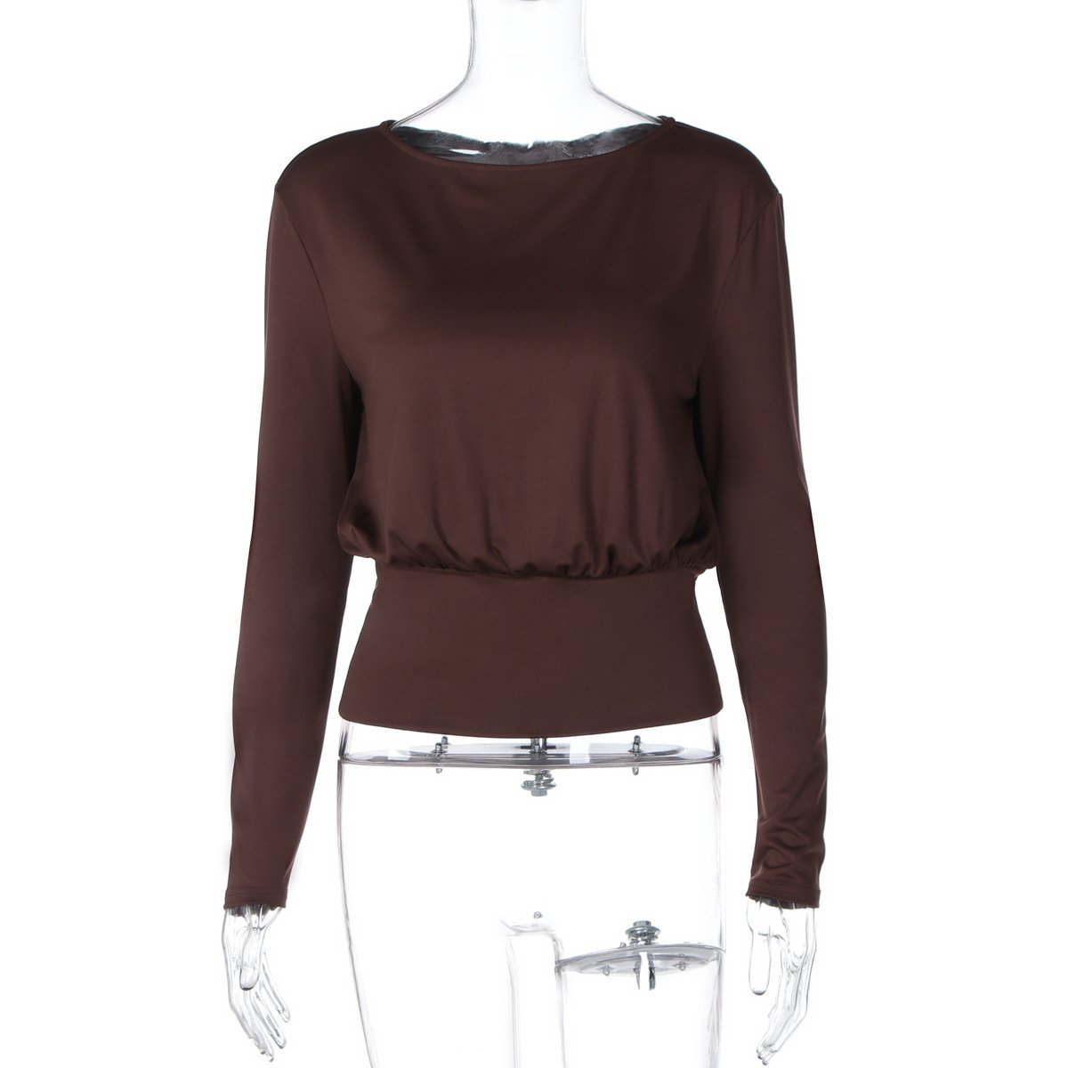 Fashion Casual Waist Tight Slimming Round Neck Long Sleeve - Image 7