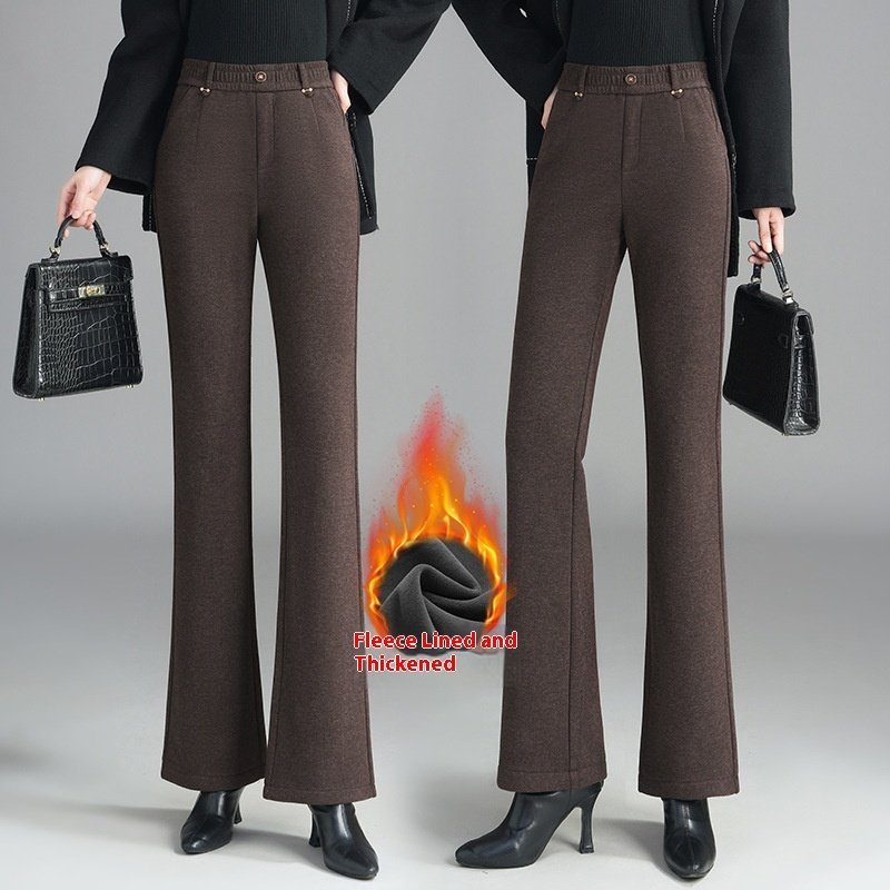 Women's Fashionable Stylish Casual Fleece-lined Slim Flare Pants - Image 6