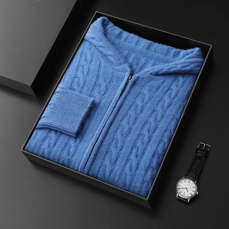 Men's Hooded Loose Long Sleeves Thick Twist Knitted Sweater - Image 7