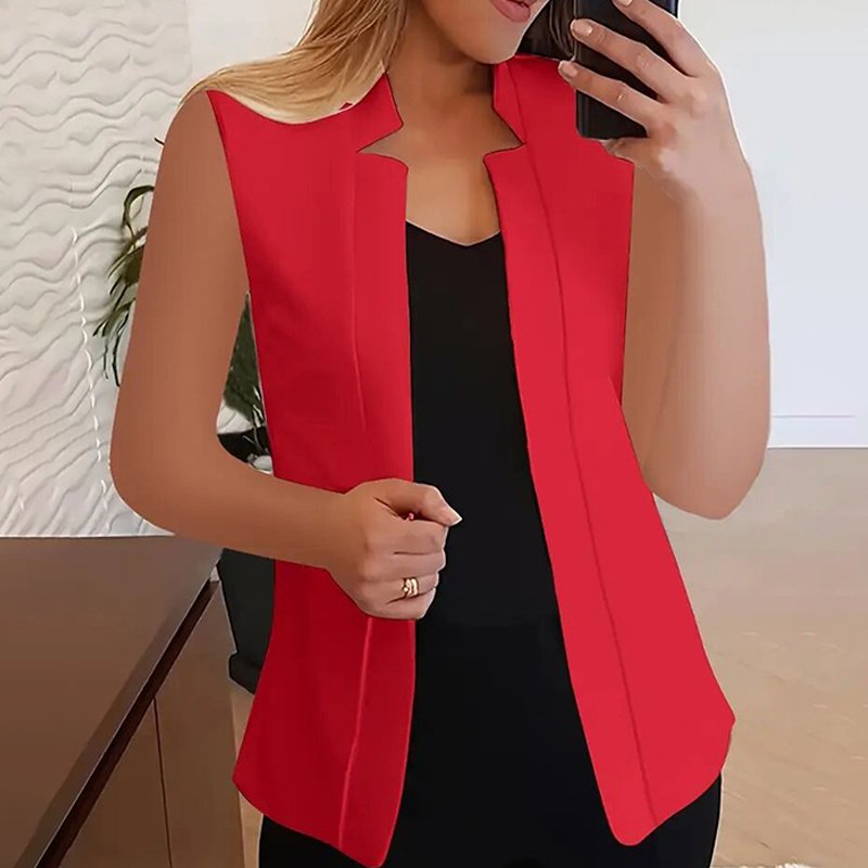 Women's Elegant Solid Sleeveless Vest Cardigan - Stand Collar Summer Outerwear - Image 9