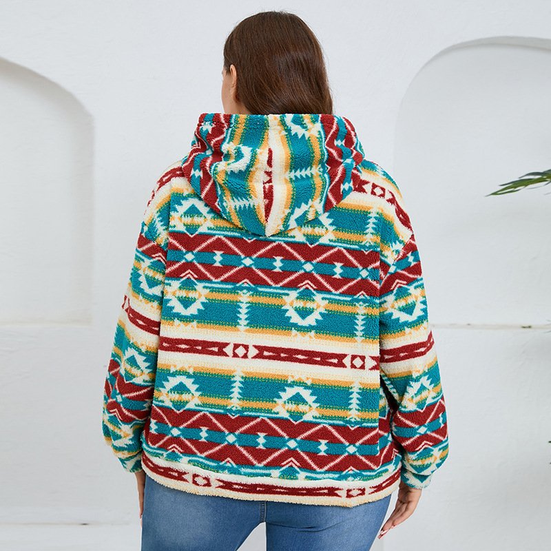 Loose Casual Long Sleeves Plush Large Pocket Top - Image 4