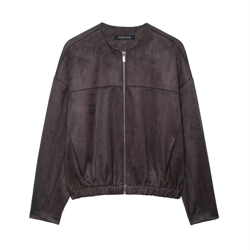 Women's Simple Suede Effect Jacket Coat - Image 2