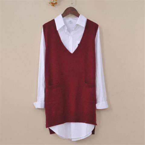 Spring And Autumn Knitted Pullover Vest Loose V-neck - Image 3