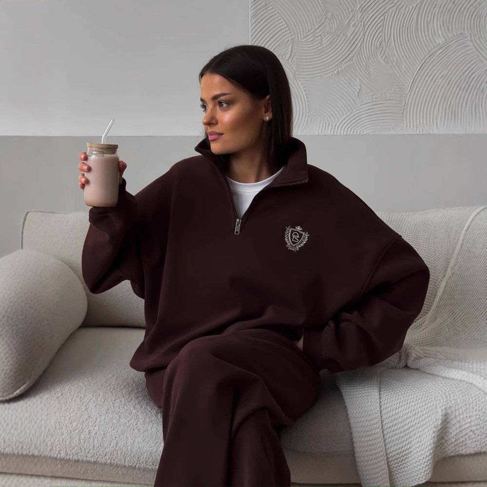 All-matching Comfortable Letter Crew Neck Terry Sweater - Image 4