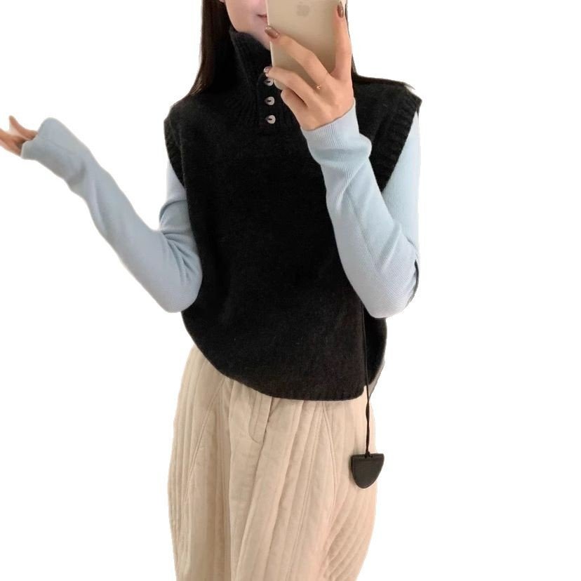 Versatile Artistic Mesh Sleeveless Knitted Vest - Image 6