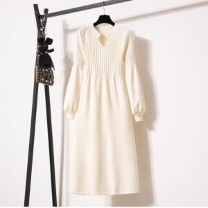 Loose Western Style Versatile Below The Knee Long Style Long Sleeve Dress