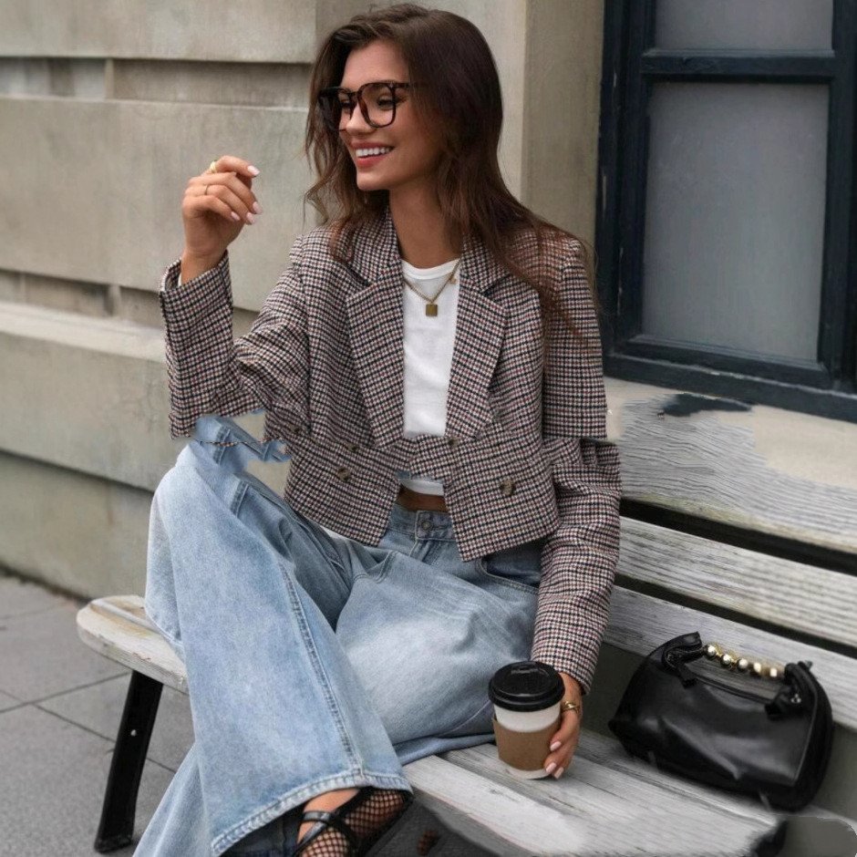 Women's Fashion Short Coat Plaid Cross-border - Image 2