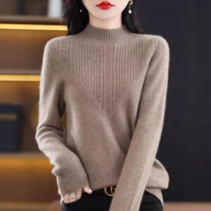 Front Line Ready-made Garments Woolen Half Turtleneck Hollow-out Sweater Bottoming Shirt Top