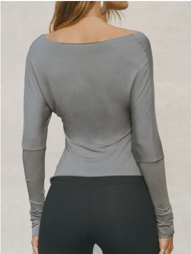 Women's Sports Style Solid Color Long-sleeved Bottoming Shirt - Image 5